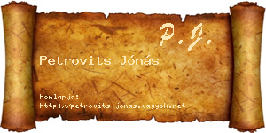 Petrovits Jónás névjegykártya